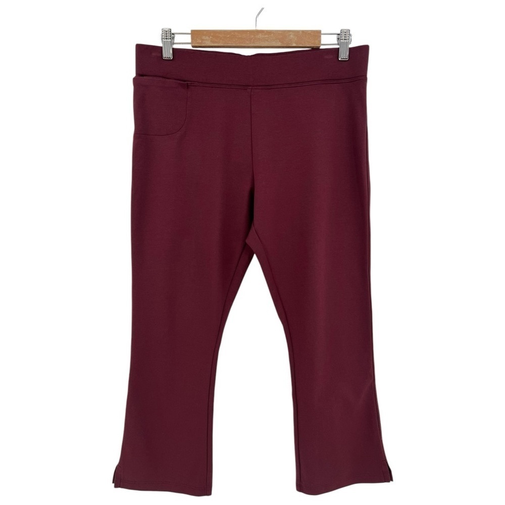 American Giant Ponte Kick Flare Crop Pant in Wine Size 14 Petite